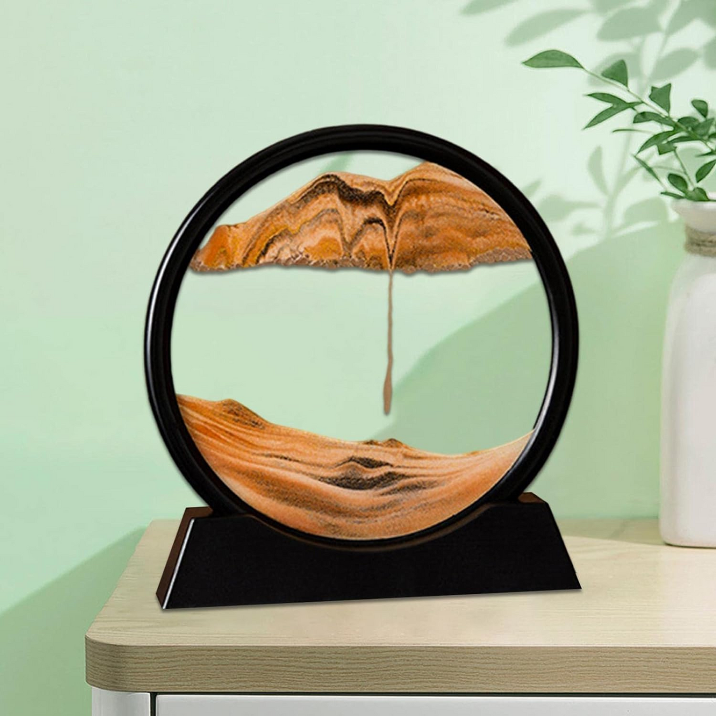 Decoración Arte De Arena Y Agua Negro / Naranja