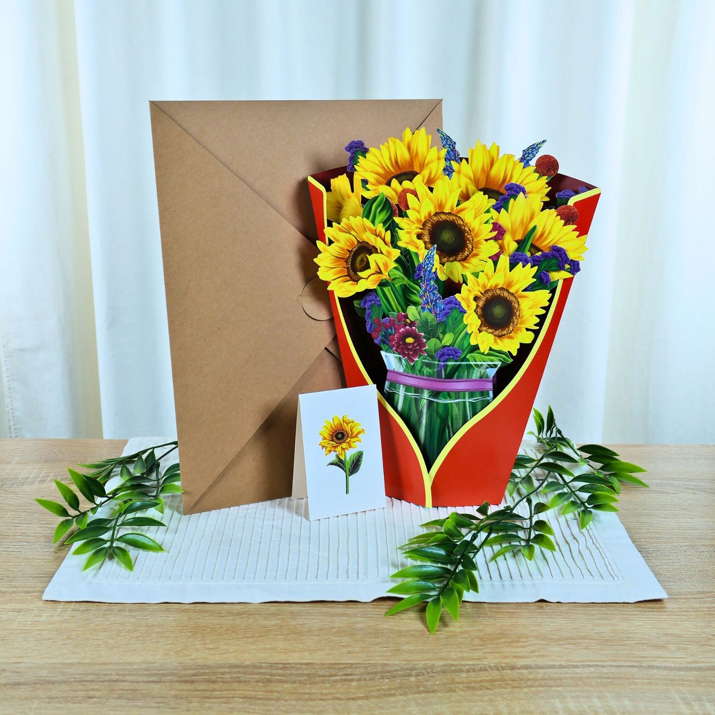 Tarjeta De Felicitaciones Bouquet De Flores 3D Girasol
