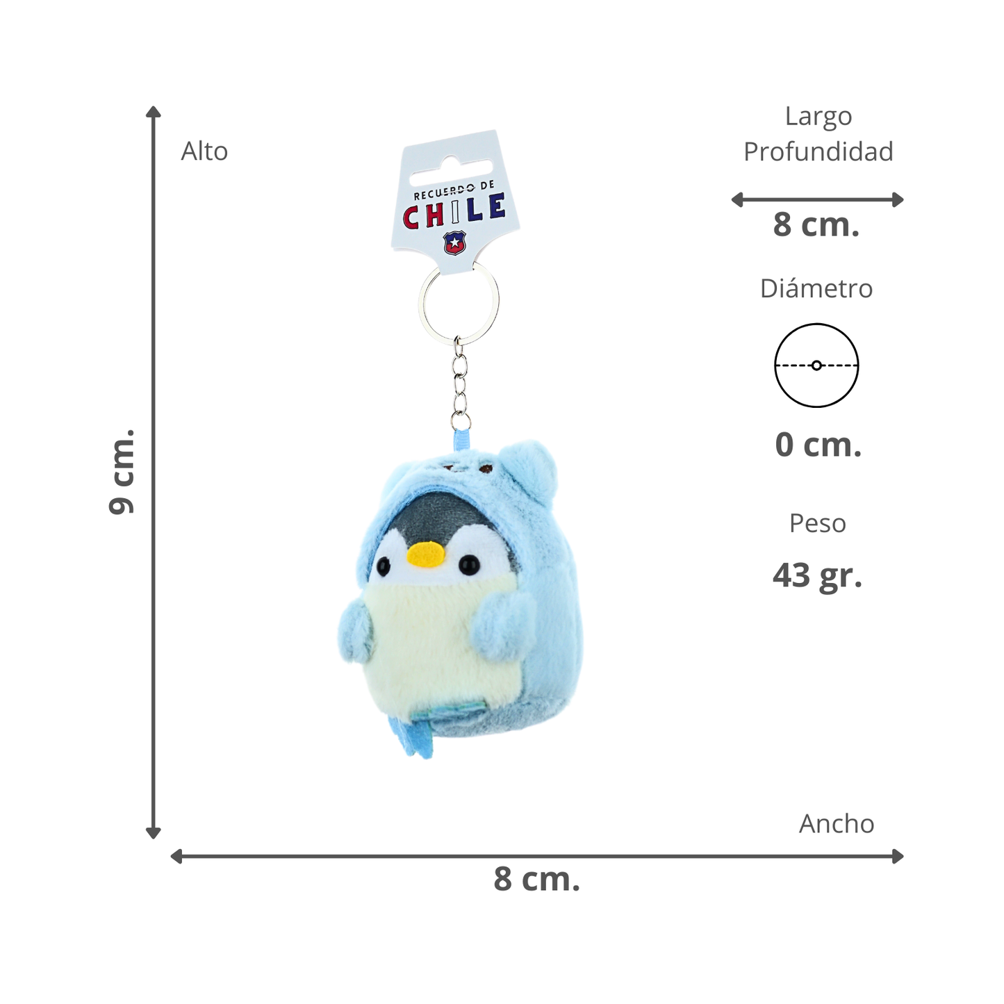 Llavero de Peluche Souvenir de Chile Pingüino