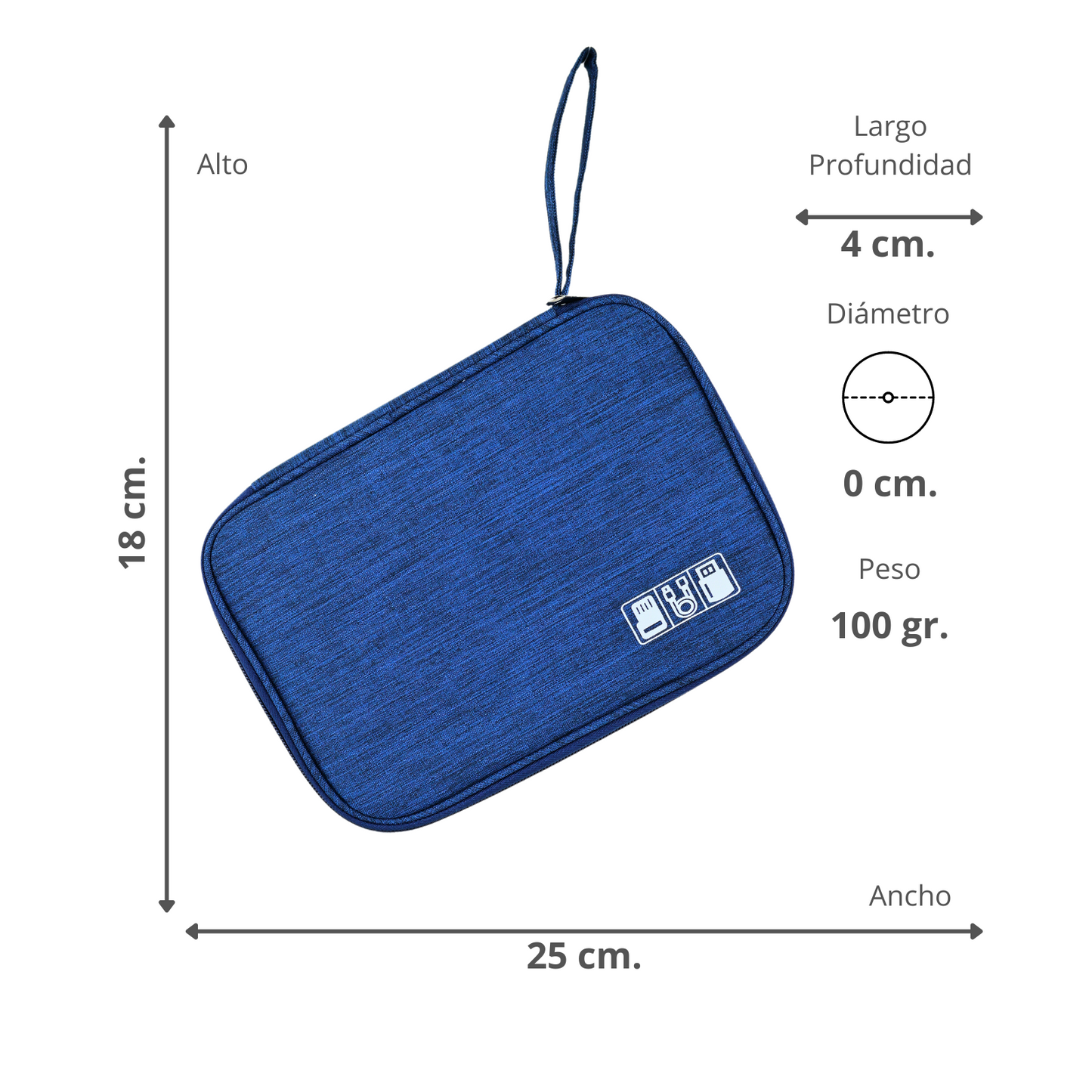 Bolso Organizador Para Cables De Viaje Azul