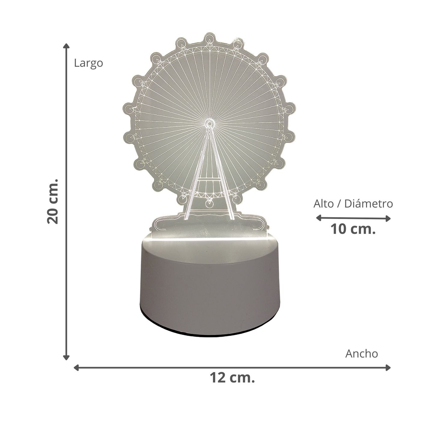 Lámpara LED De Mesa 3D USB Luz Rueda Fortuna