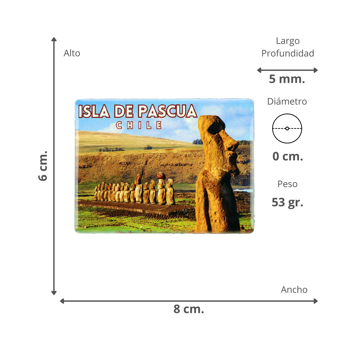 Imán Cerámico Liso Souvenir de Chile Isla de Pascua