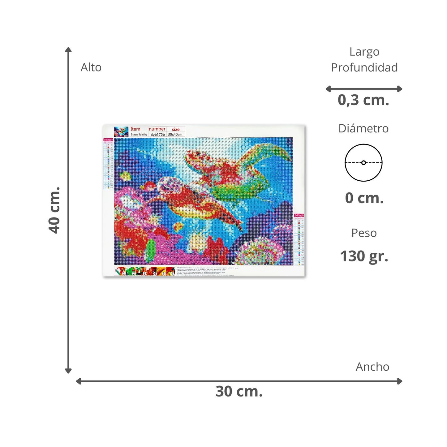 Kit Pintura Diamantes 40 x 30 cm Tortuga