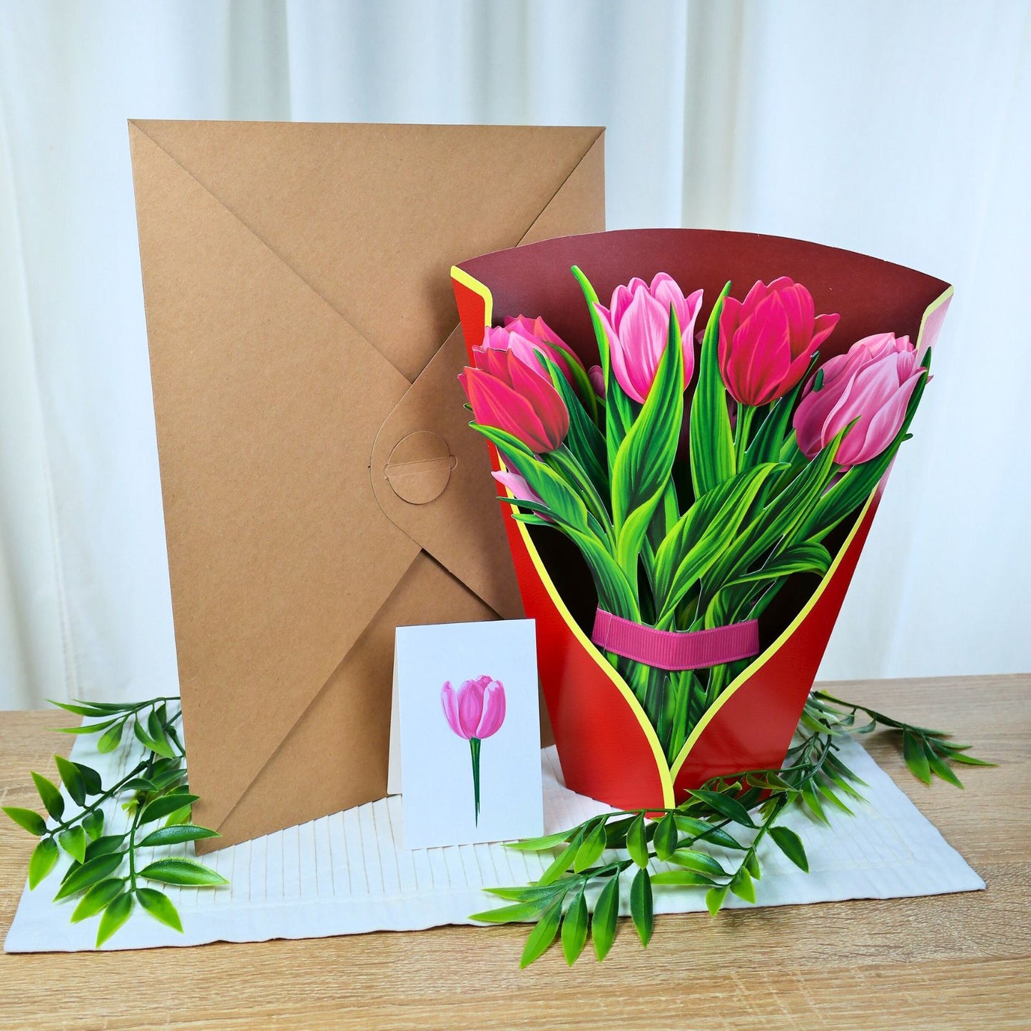 Tarjeta De Felicitaciones Bouquet De Flores 3D Tulipán