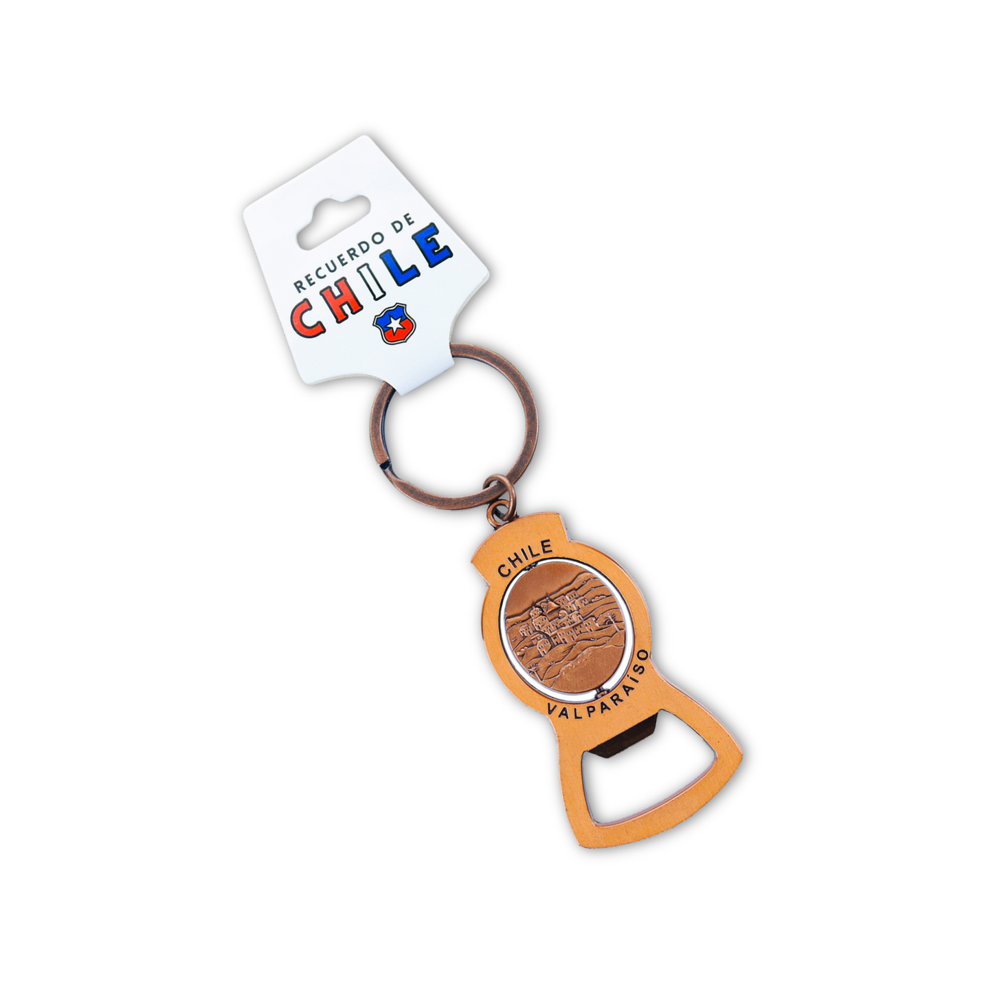 Llaveros Color Cobre de Chile Destapador Valparaiso
