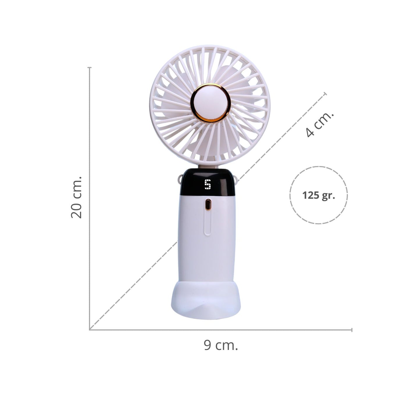 Mini Ventilador Mano Portátil Recargable Usb 5 Velocidades Blanco