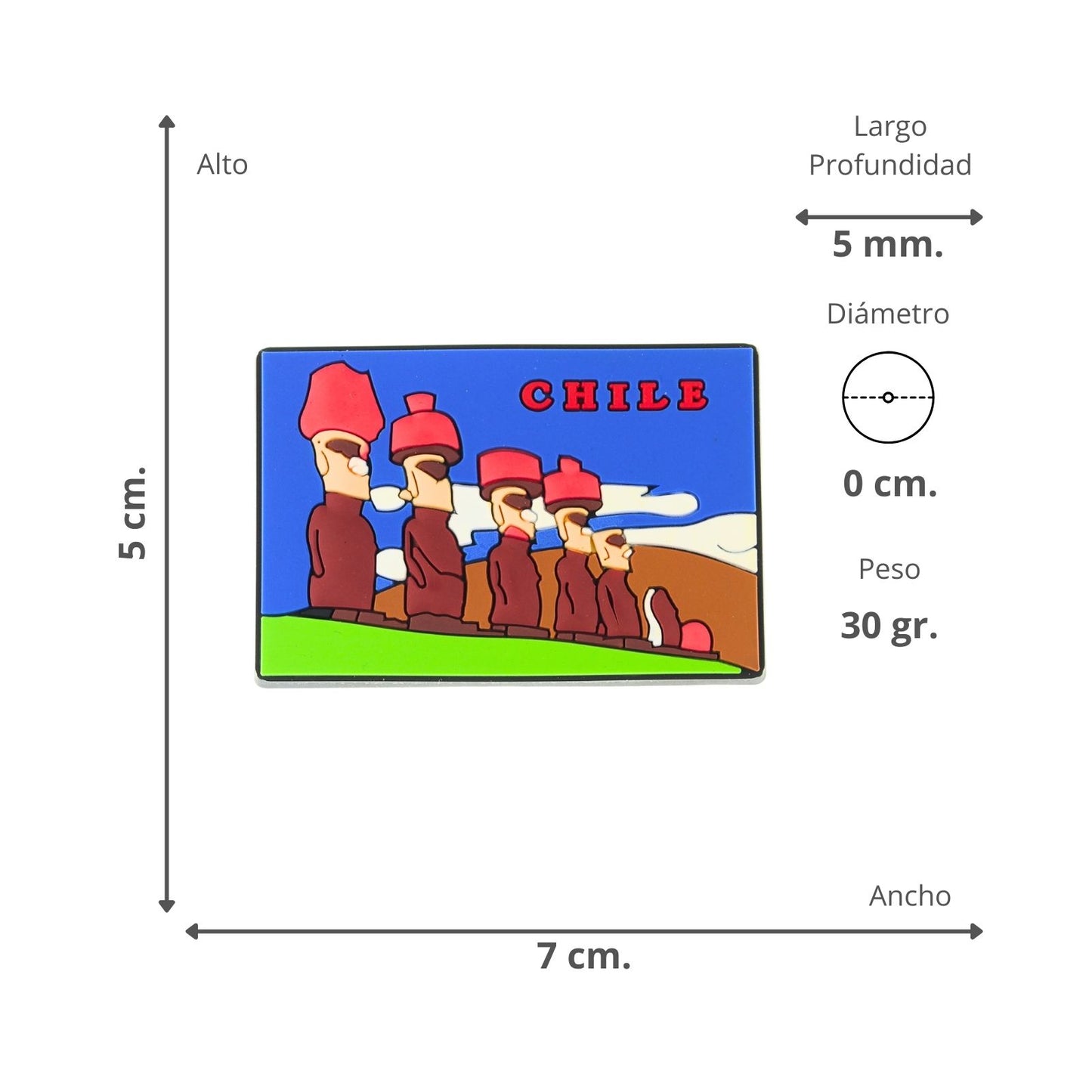 Imán De Goma Refrigerador Souvenir Chile Rapa Nui