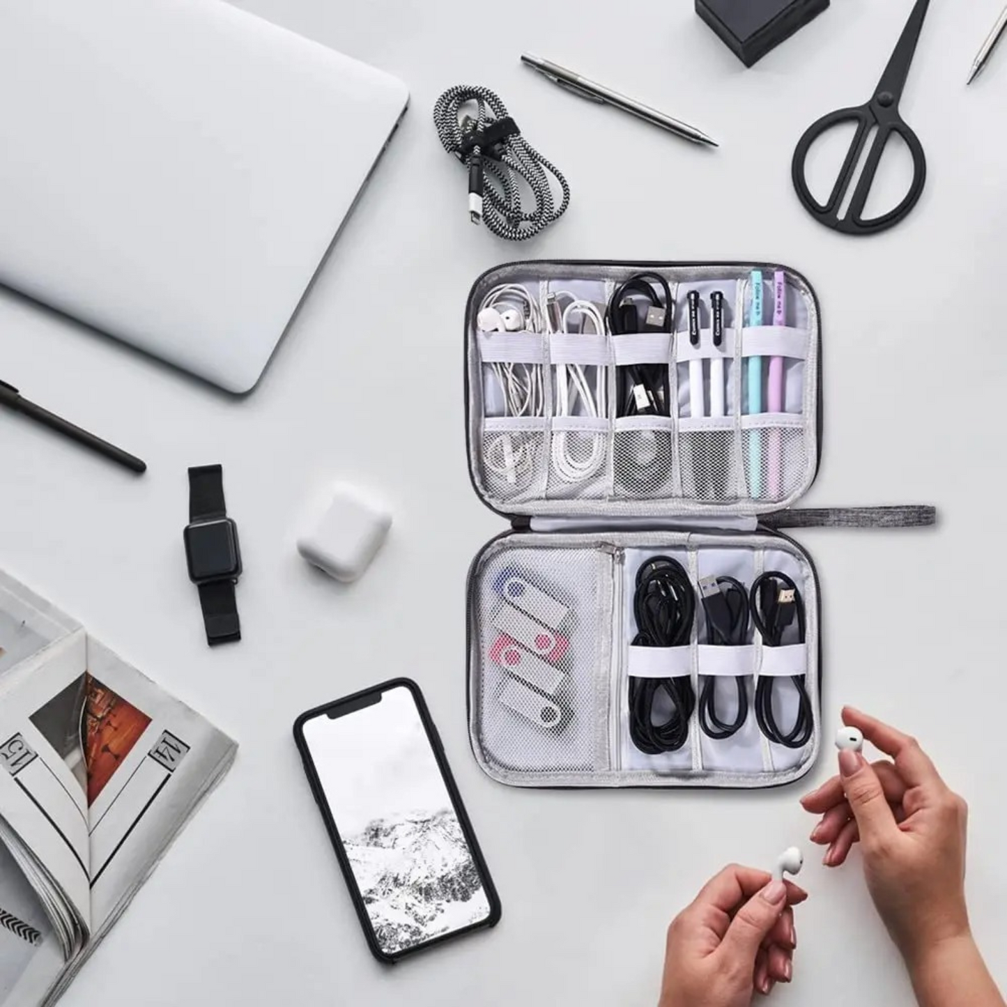 Bolso Organizador Para Cables De Viaje Negro