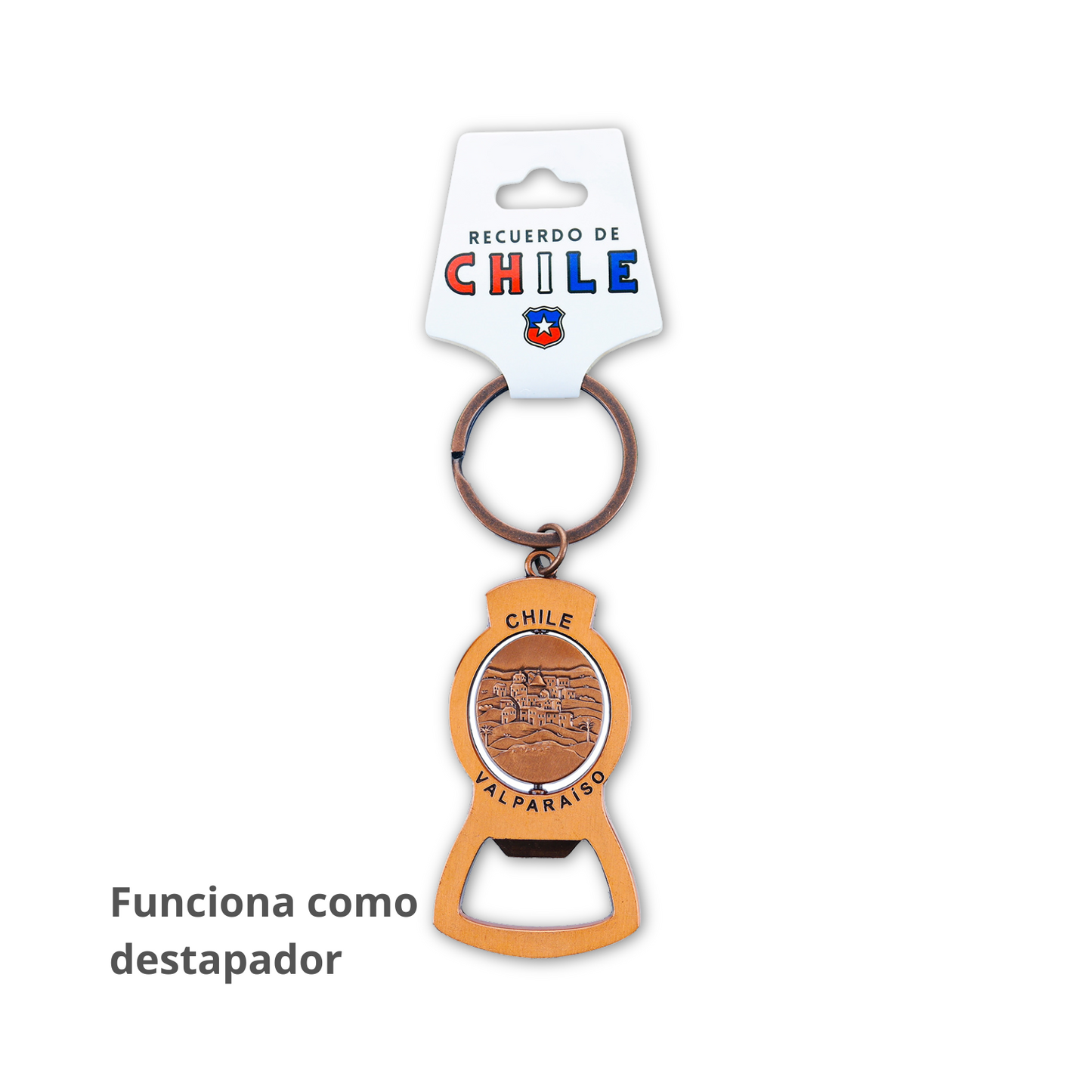 Llaveros Color Cobre de Chile Destapador Valparaiso