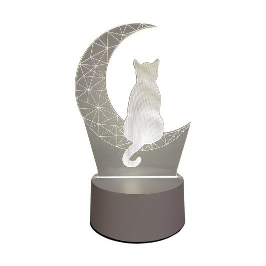 Lámpara LED De Mesa 3D USB Luz Gato y Luna