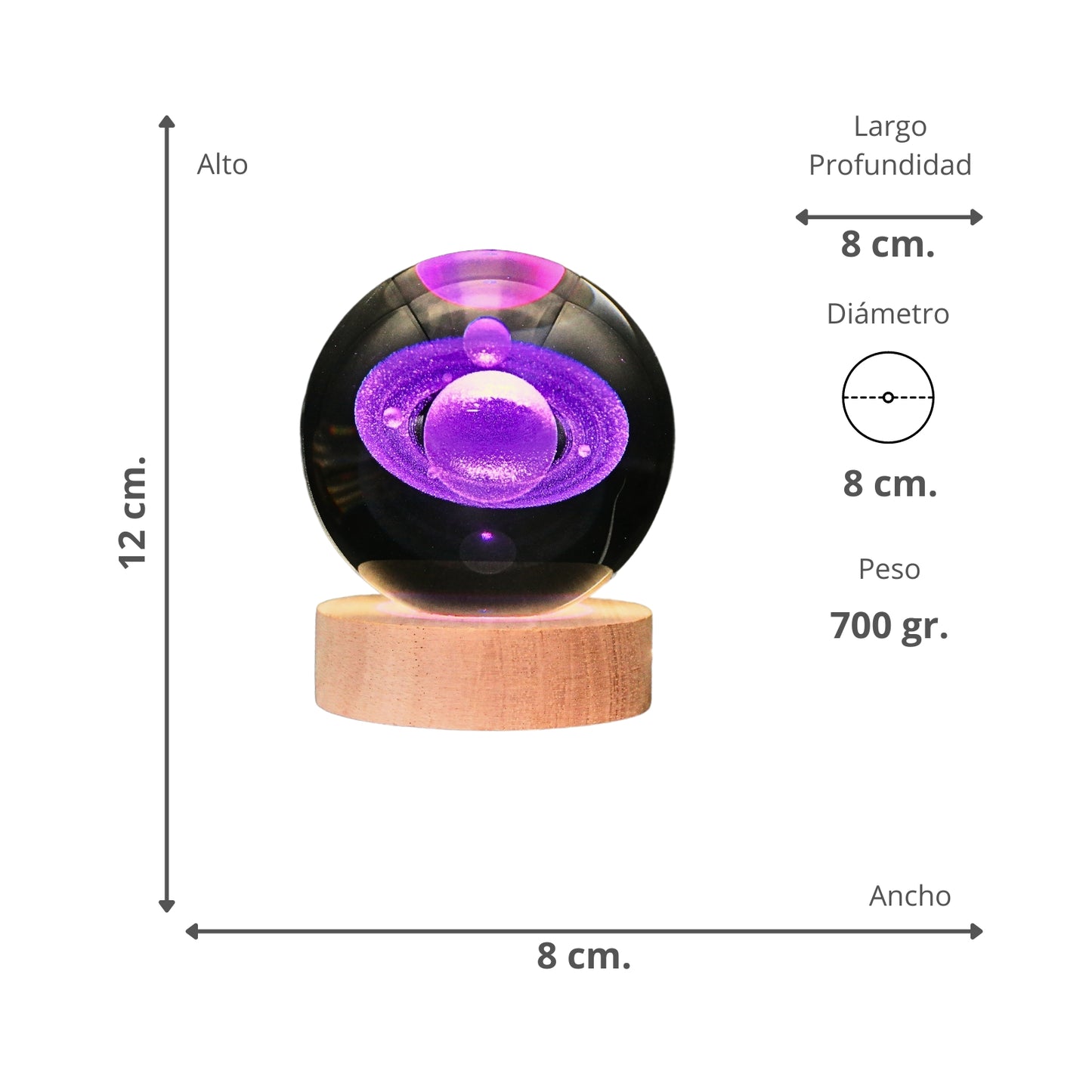 Lampara Bola De Cristal LED RGB Colores Saturno