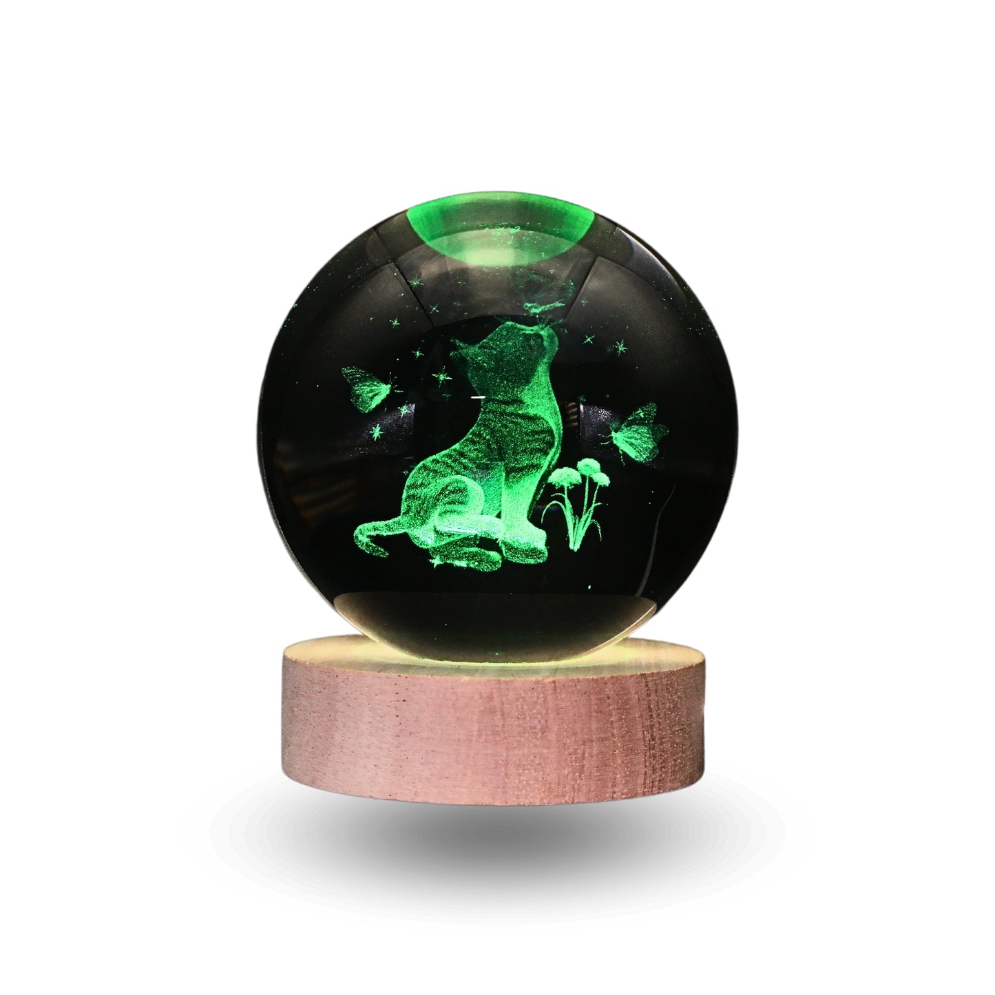 Lampara Bola De Cristal LED RGB Colores Gato