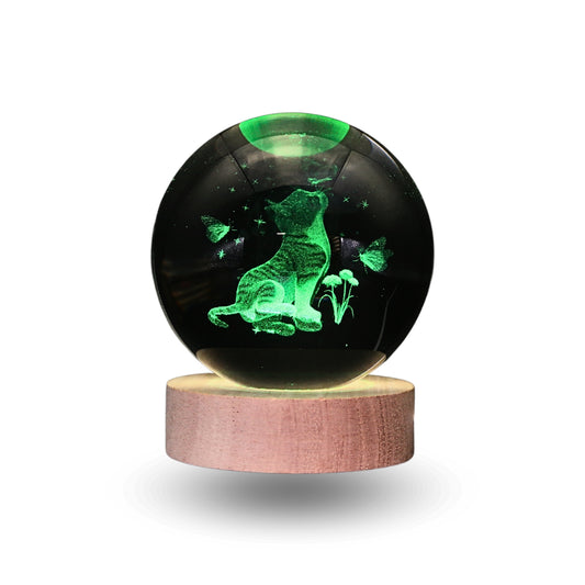 Lampara Bola De Cristal LED RGB Colores Gato