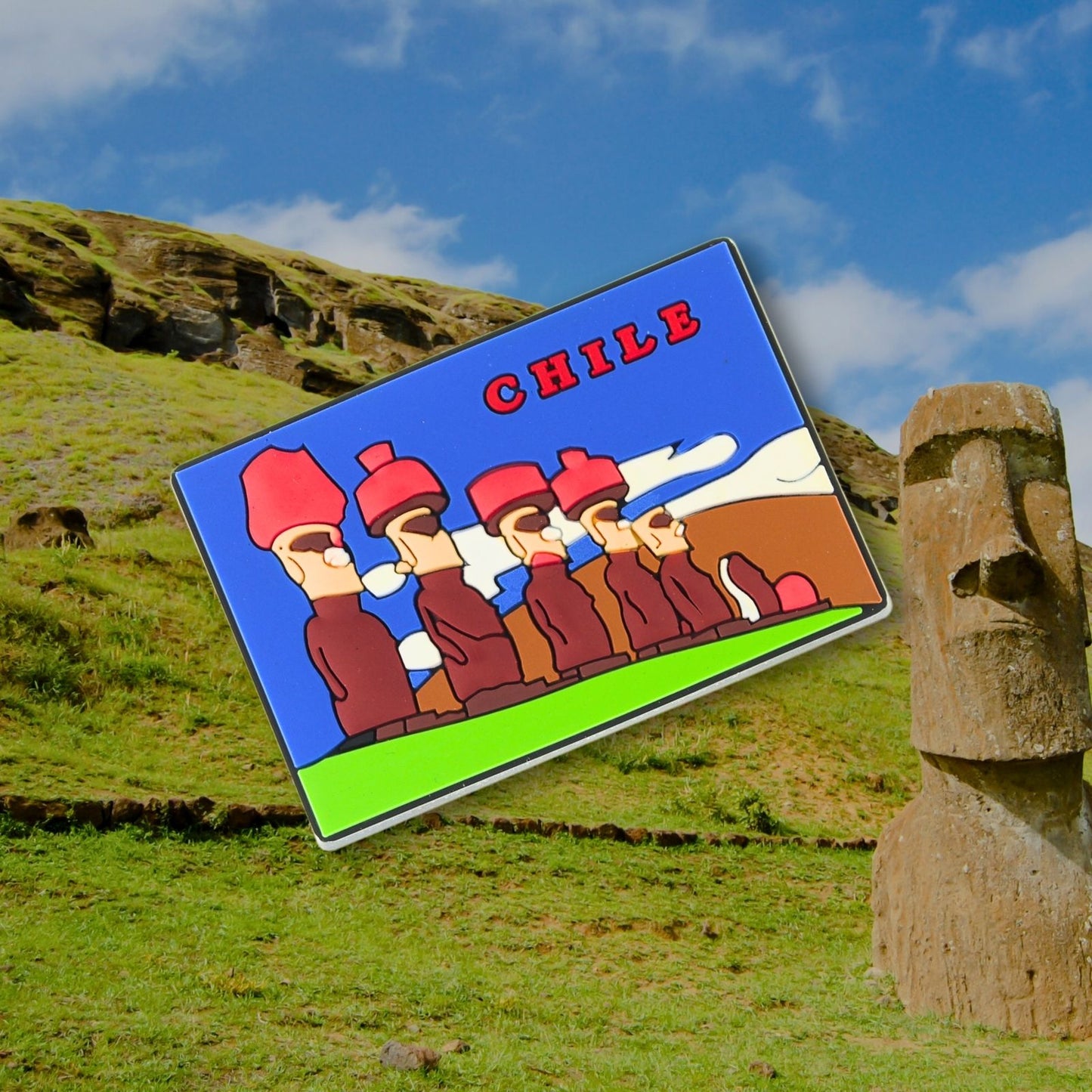Imán De Goma Refrigerador Souvenir Chile Rapa Nui