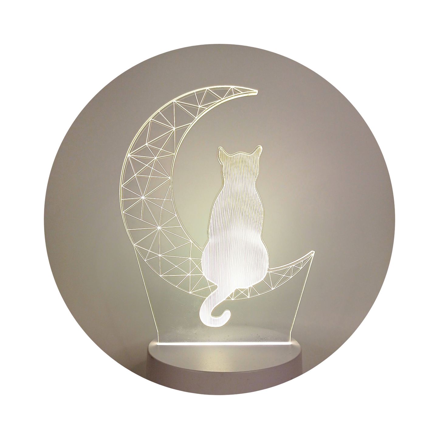 Lámpara LED De Mesa 3D USB Luz Gato y Luna