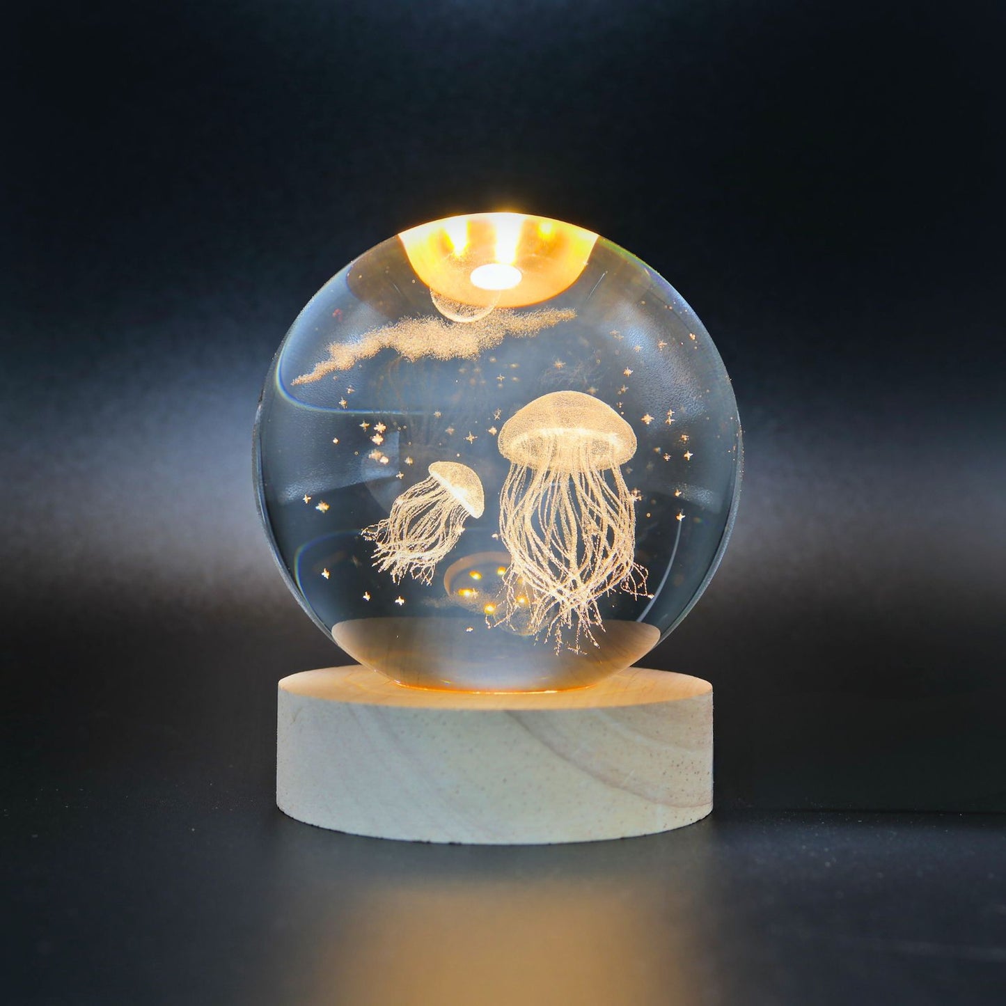 Lampara Bola De Cristal LED Medusas y Luna