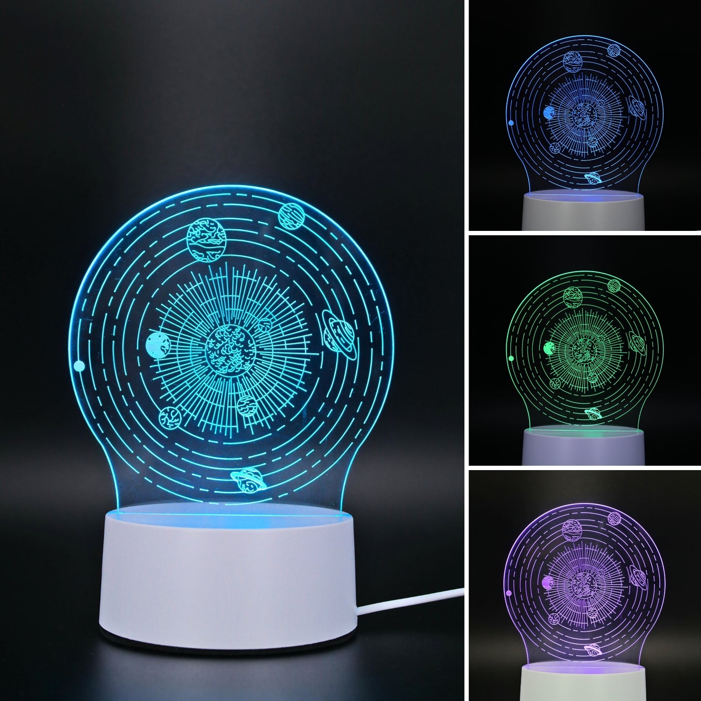 Lámpara Led RGB visualización 3D Sistema Solar