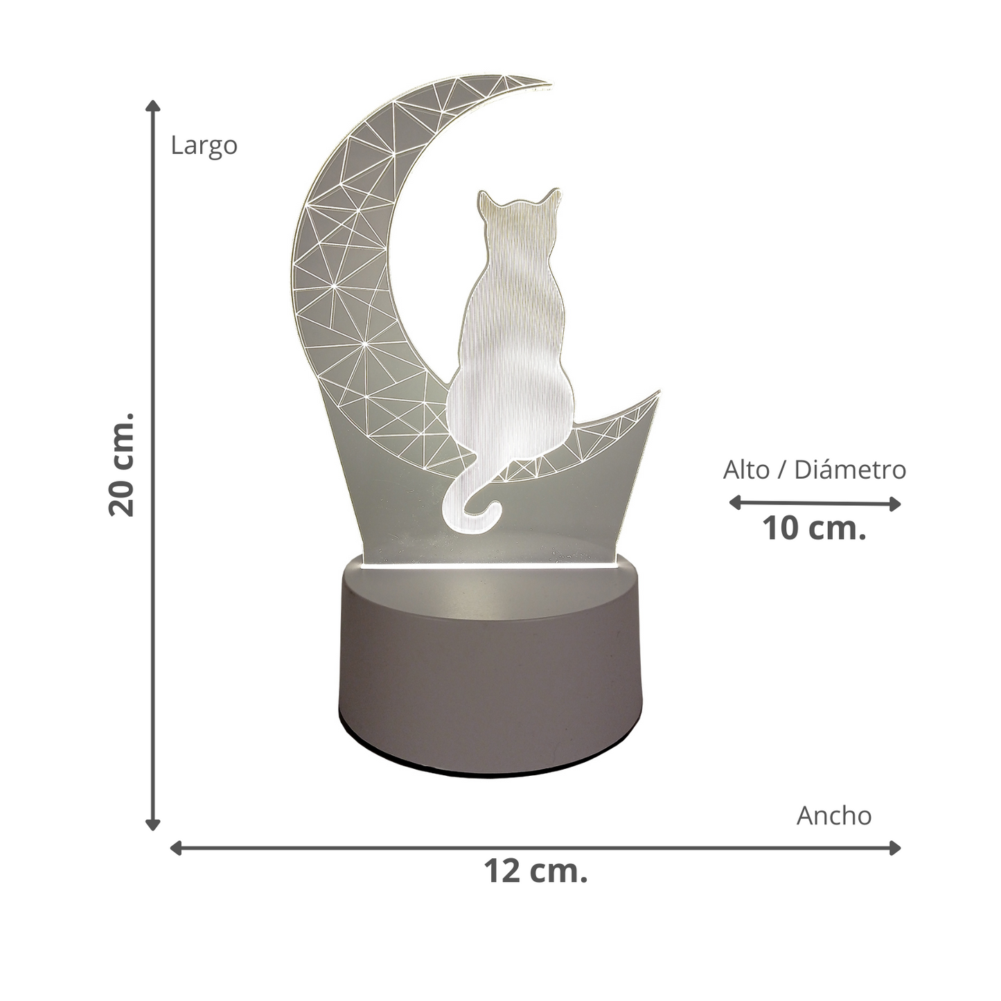 Lámpara LED De Mesa 3D USB Luz Gato y Luna