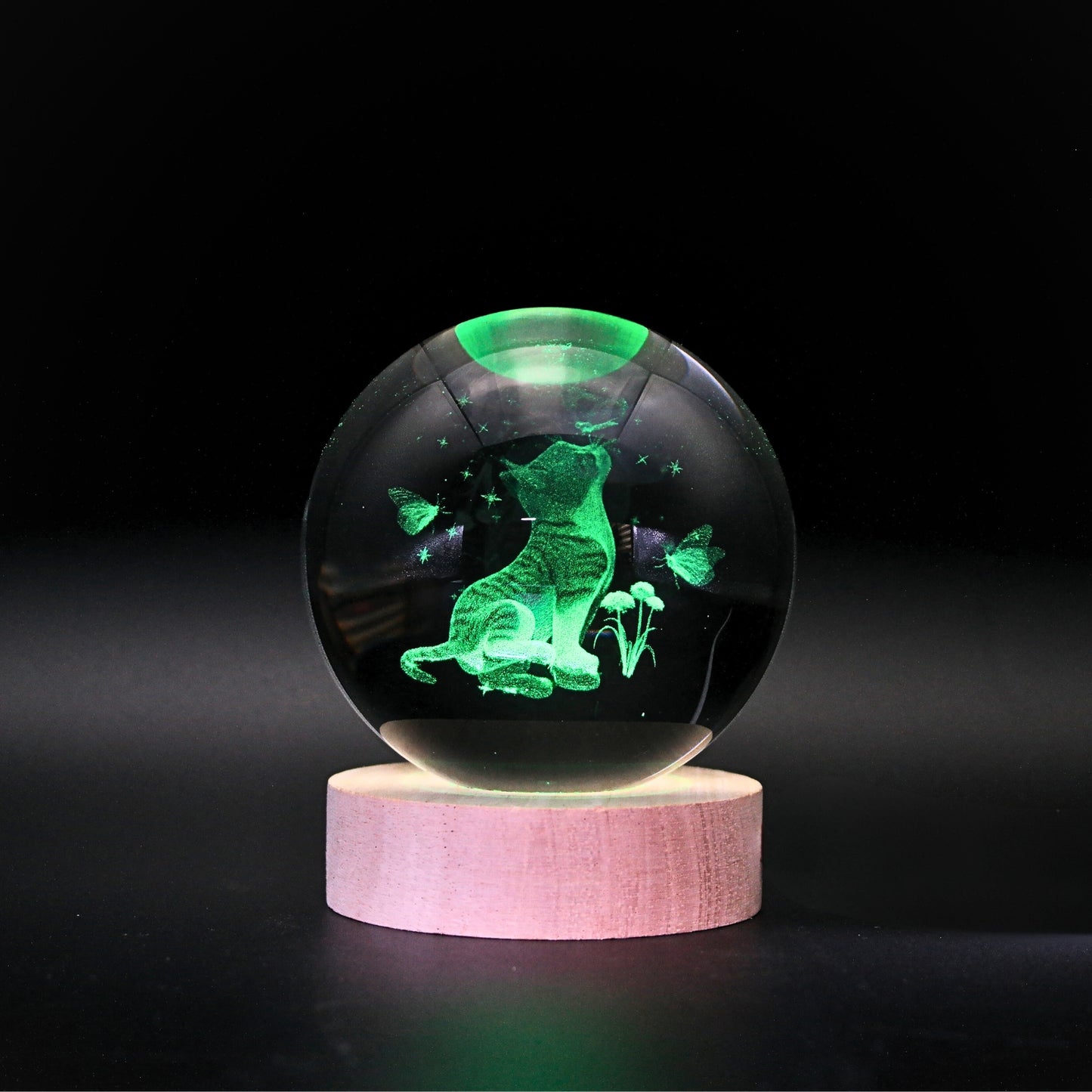 Lampara Bola De Cristal LED RGB Colores Gato