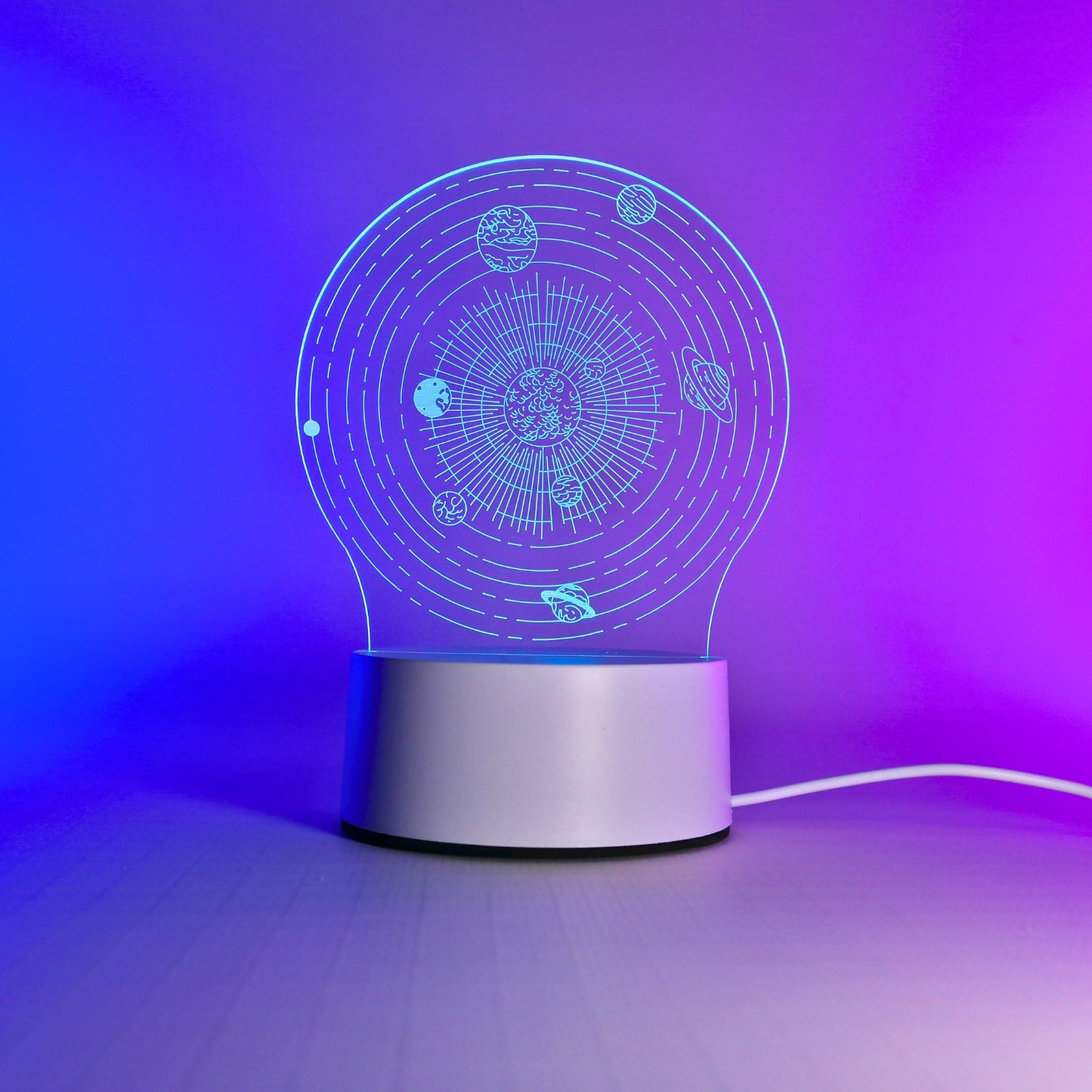 Lámpara Led RGB visualización 3D Sistema Solar