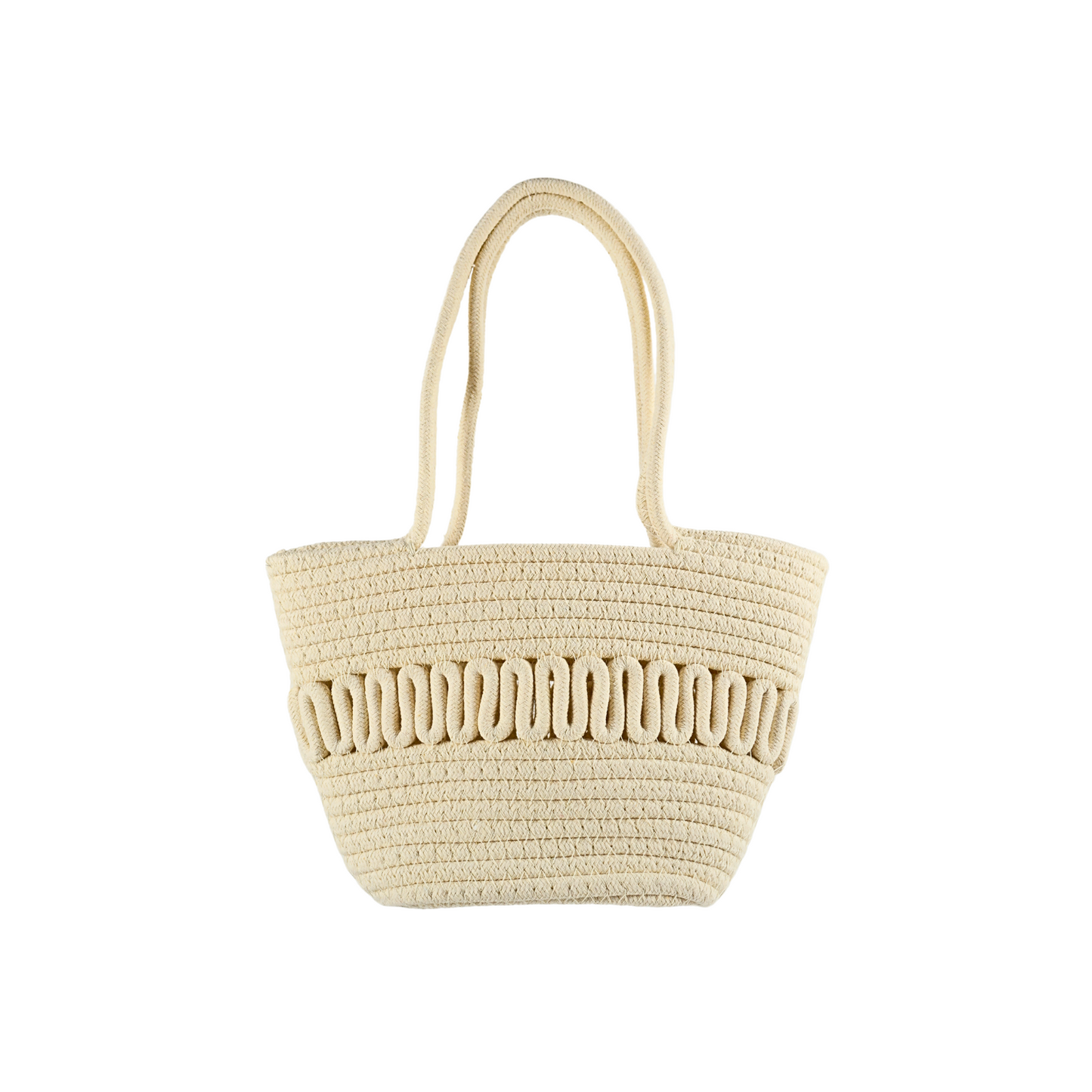 Bolso De Playero Casual Tejido Yute Algodón Beige Liso