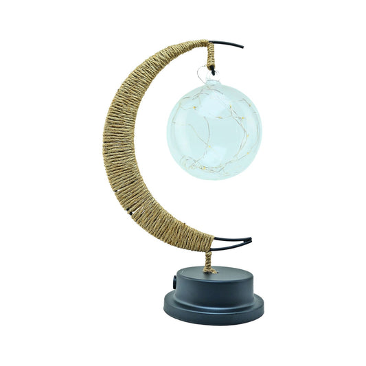 Lámpara LED Media Luna con Cáñamo y Colgante Bola