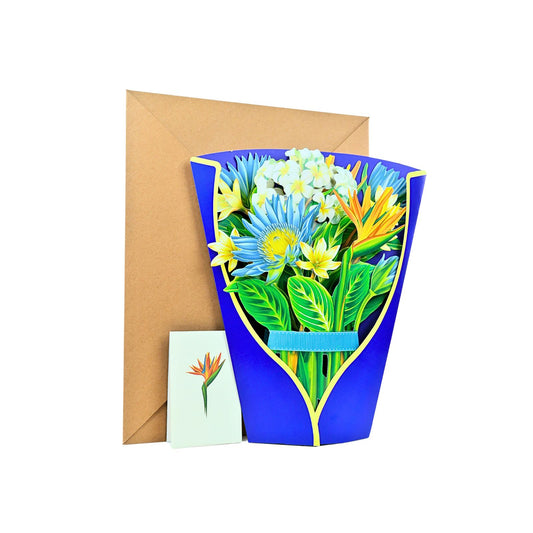 Tarjeta De Felicitaciones Bouquet De Flores 3D Ave Del Paraíso