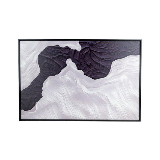 Cuadro Decorativo Textura Olas del Mar  Blanco y Negro 40 x 60 Cm