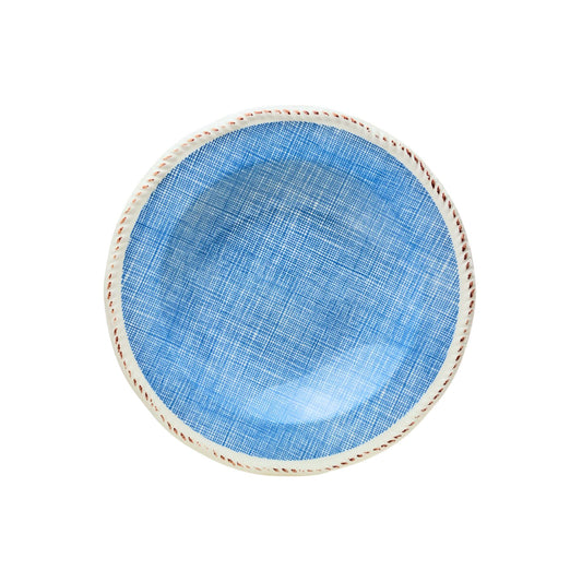 Plato de Sopa Cerámica Esmaltada Diseño Tartán Azul