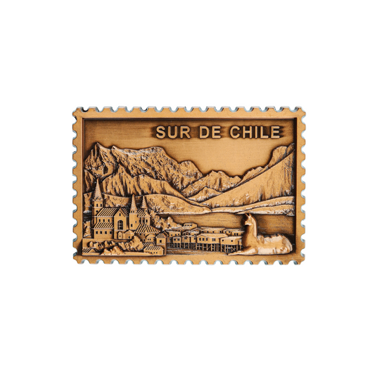 Imán Decorativo Color Cobre Souvenir Sur de Chile