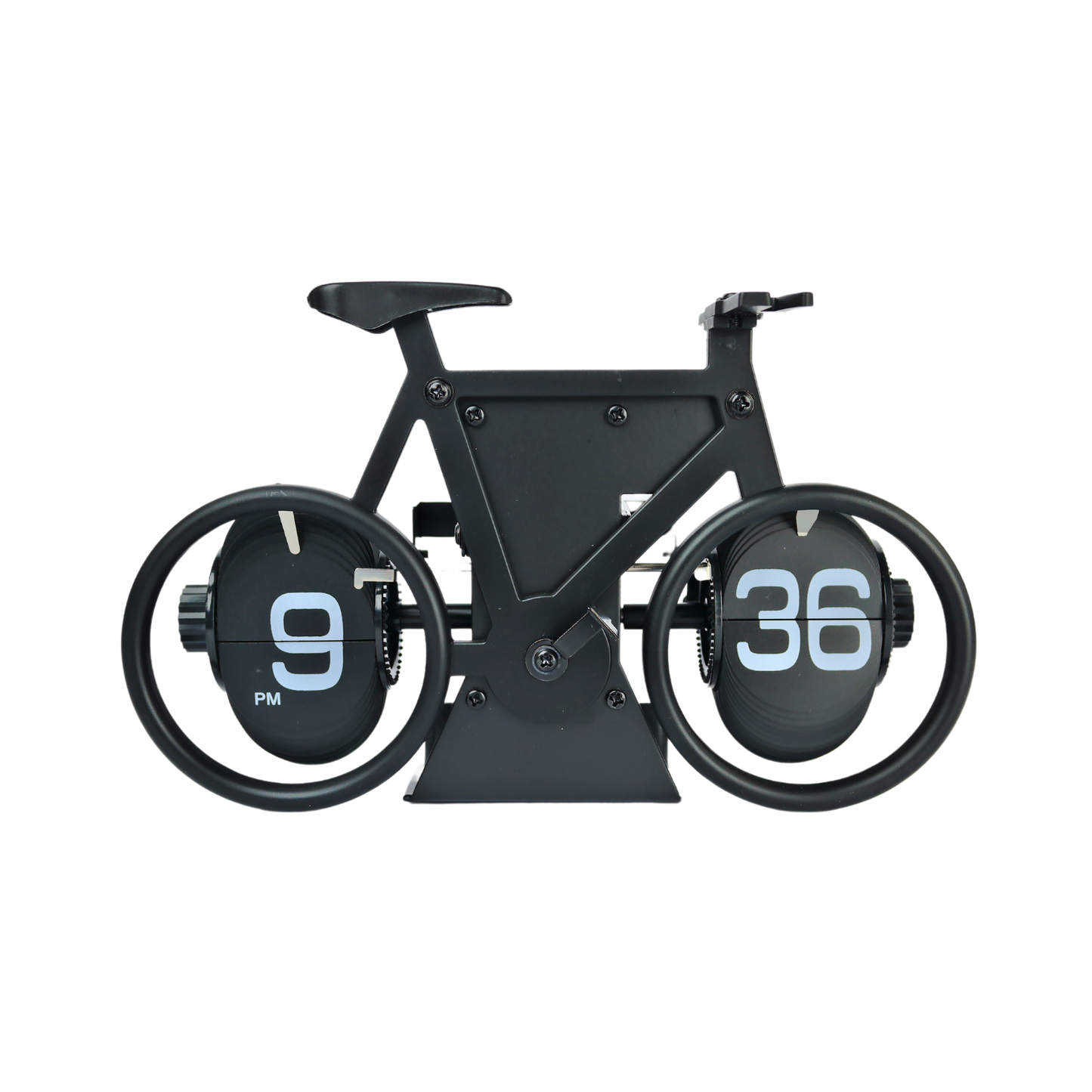 Reloj de Escritorio Mecánico Giratorio Bicicleta Negro