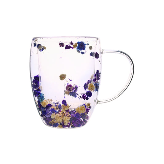 Tazas Mug Doble Pared con Flores Eternas Lila