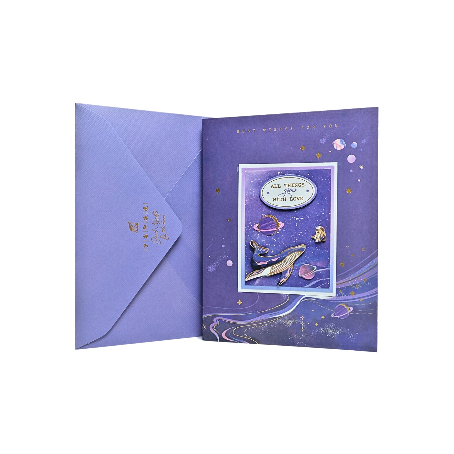 Tarjeta Felicitaciones Plegable Astronauta Galaxia con Efecto 3D