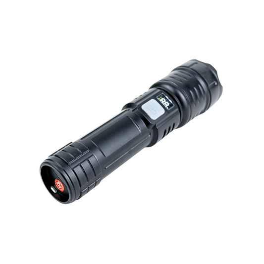 Linterna LED COB Recargable con Zoom y Pantalla Indicadora