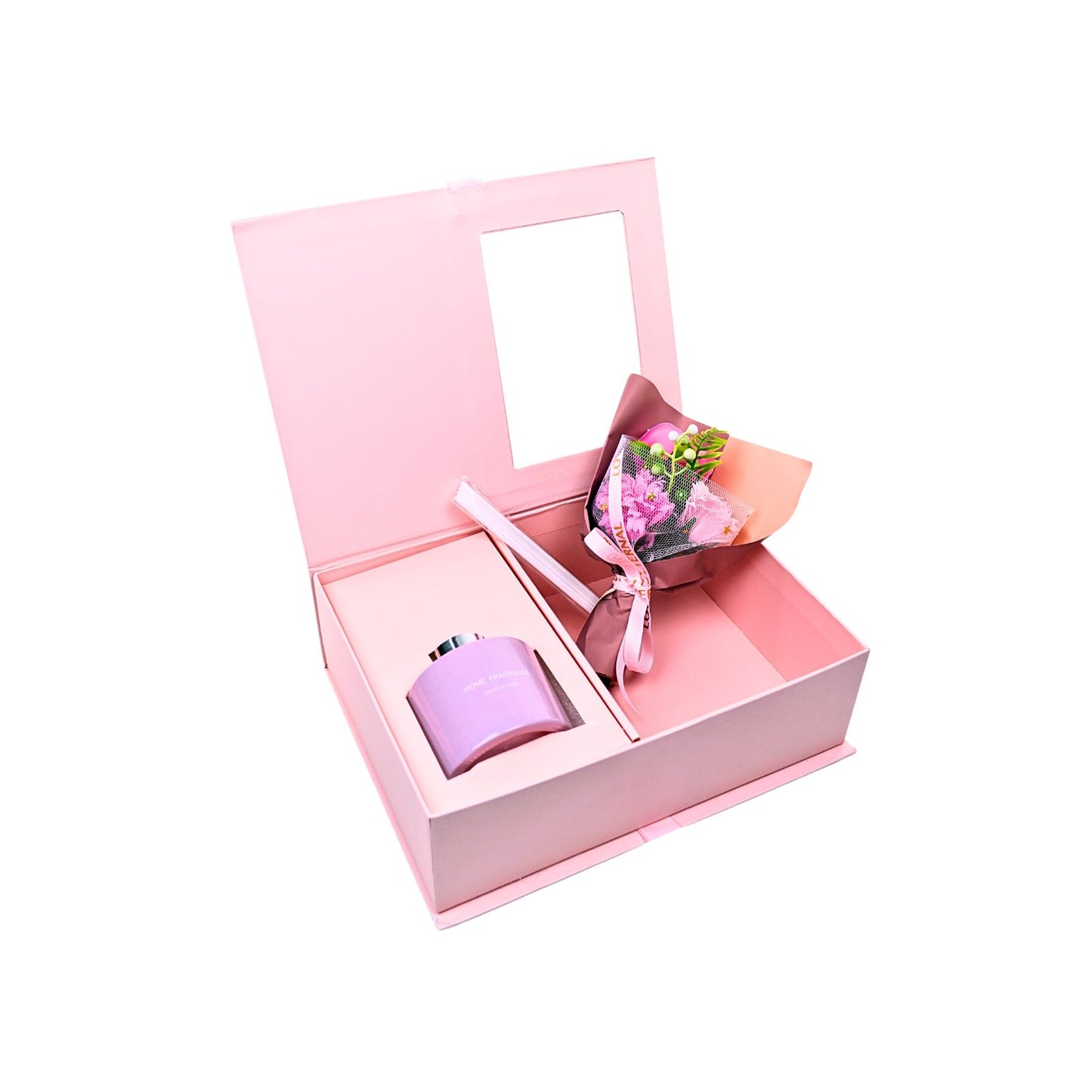 Caja de Regalo Floral con Aromaterapia Rosa
