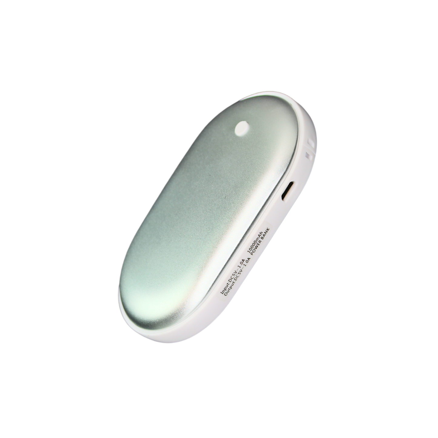 Calentador De Manos Portátil Powerbank Recargable Plateado