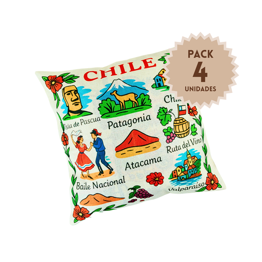 Pack 4 Fundas de Cojín Chile Lugares