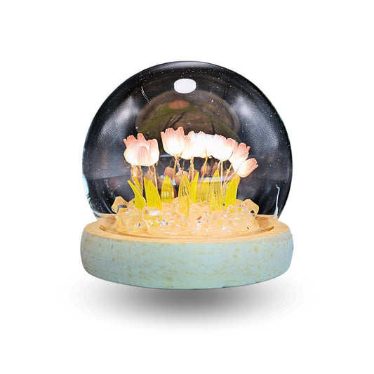 Lámpara LED Decorativa Tulipán en Cúpula de Vidrio