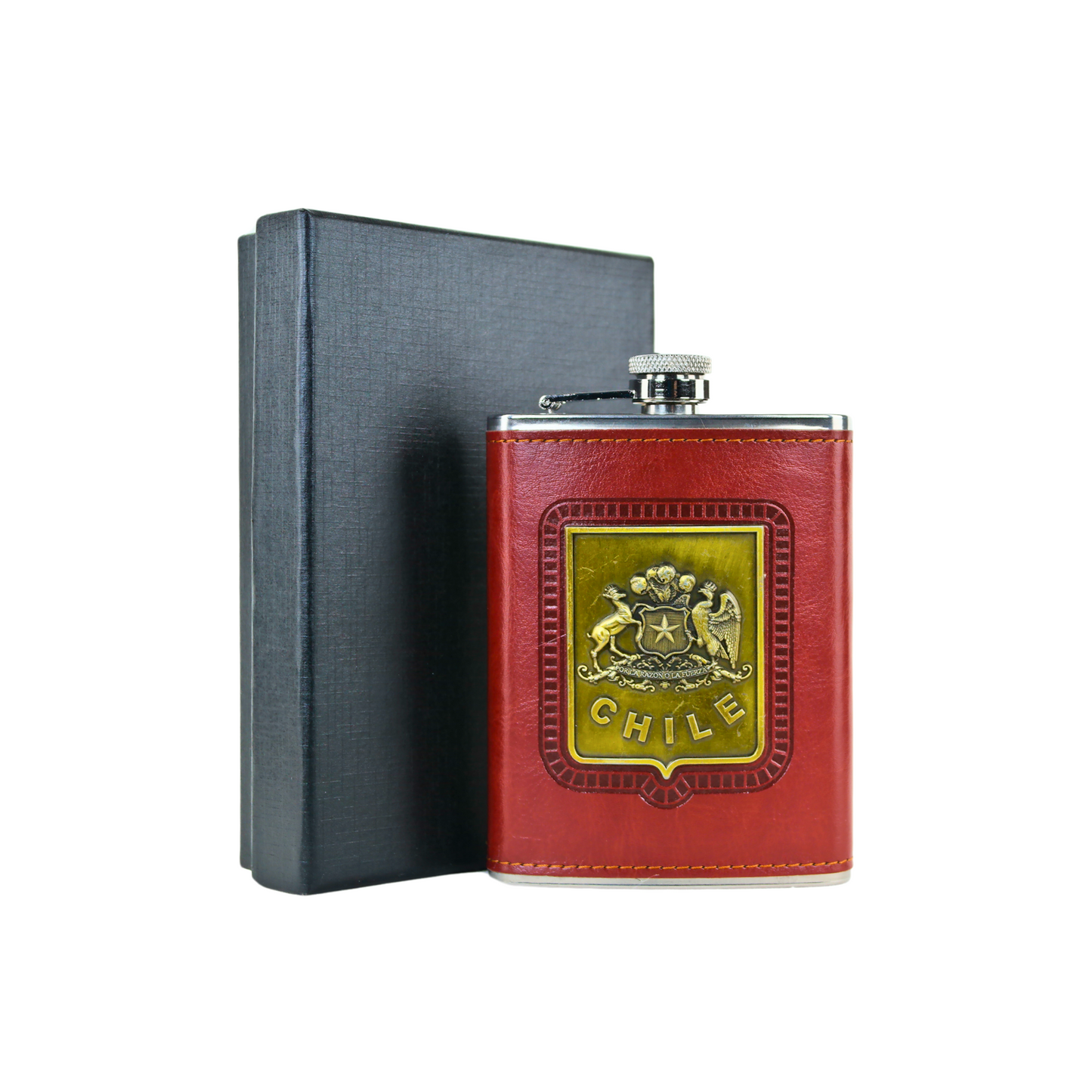 Licorera Petaca Acero Inoxidable 235 Ml Escudo De Chile