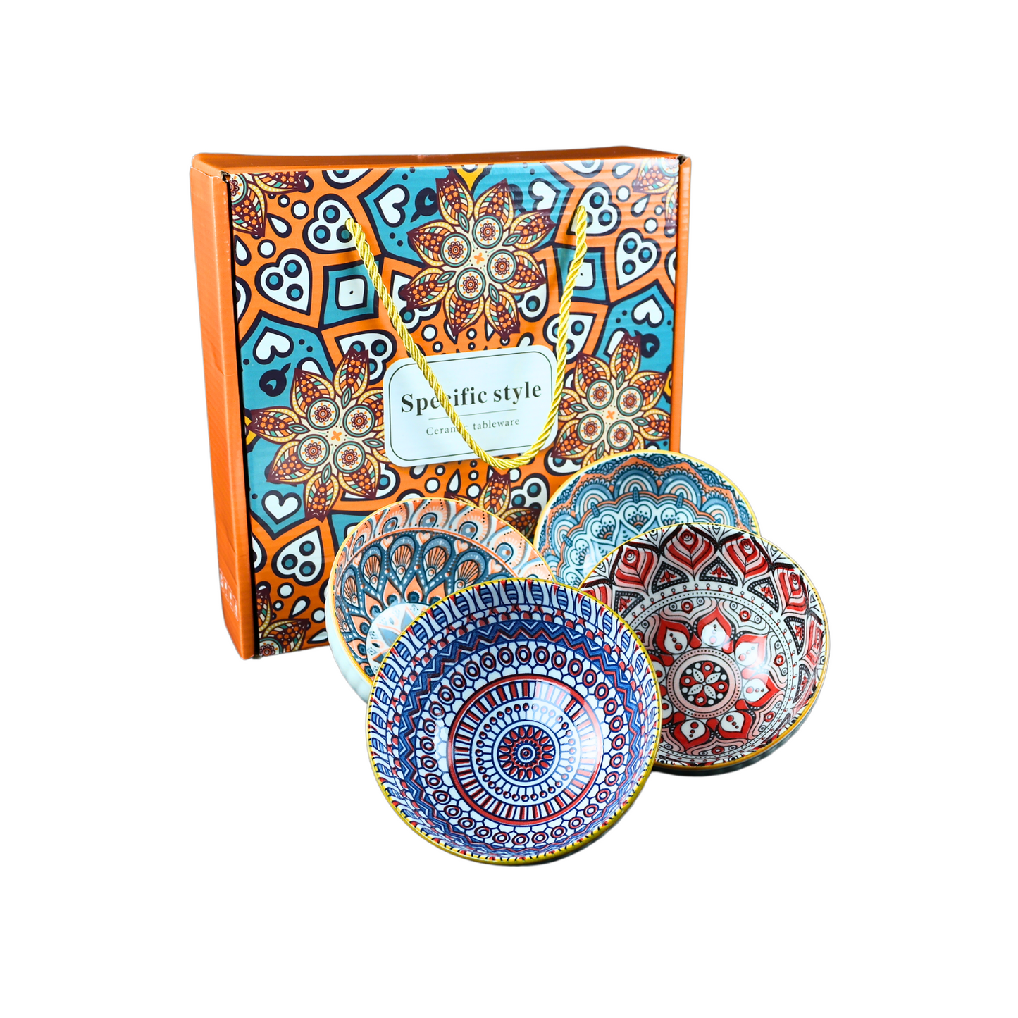 Set 4 Bowl Cuencos Cerámicos 300 Ml Estilo Bohemio