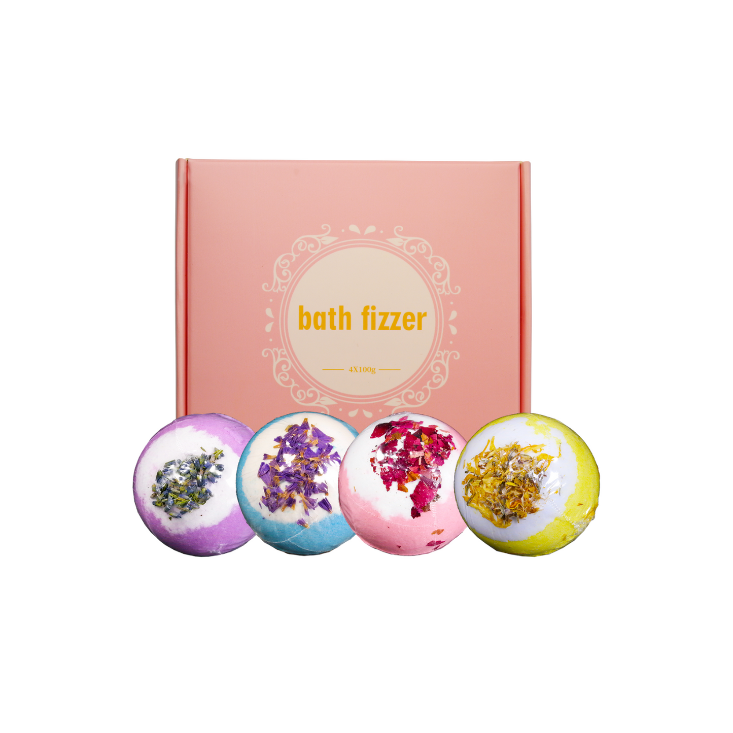 Set 4 Bolas De Baño Spa Esencias Naturales 100G