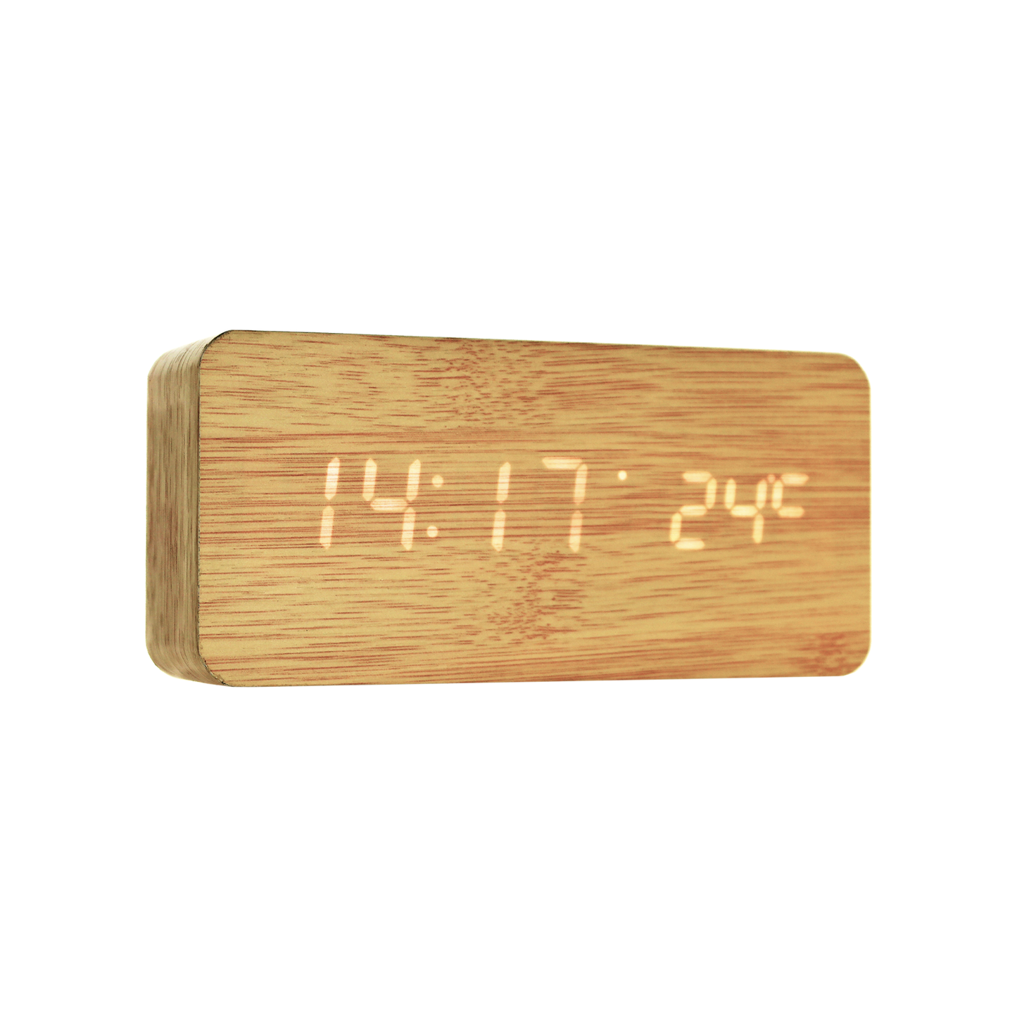 Reloj Digital LED Tipo Madera Zen Marrón
