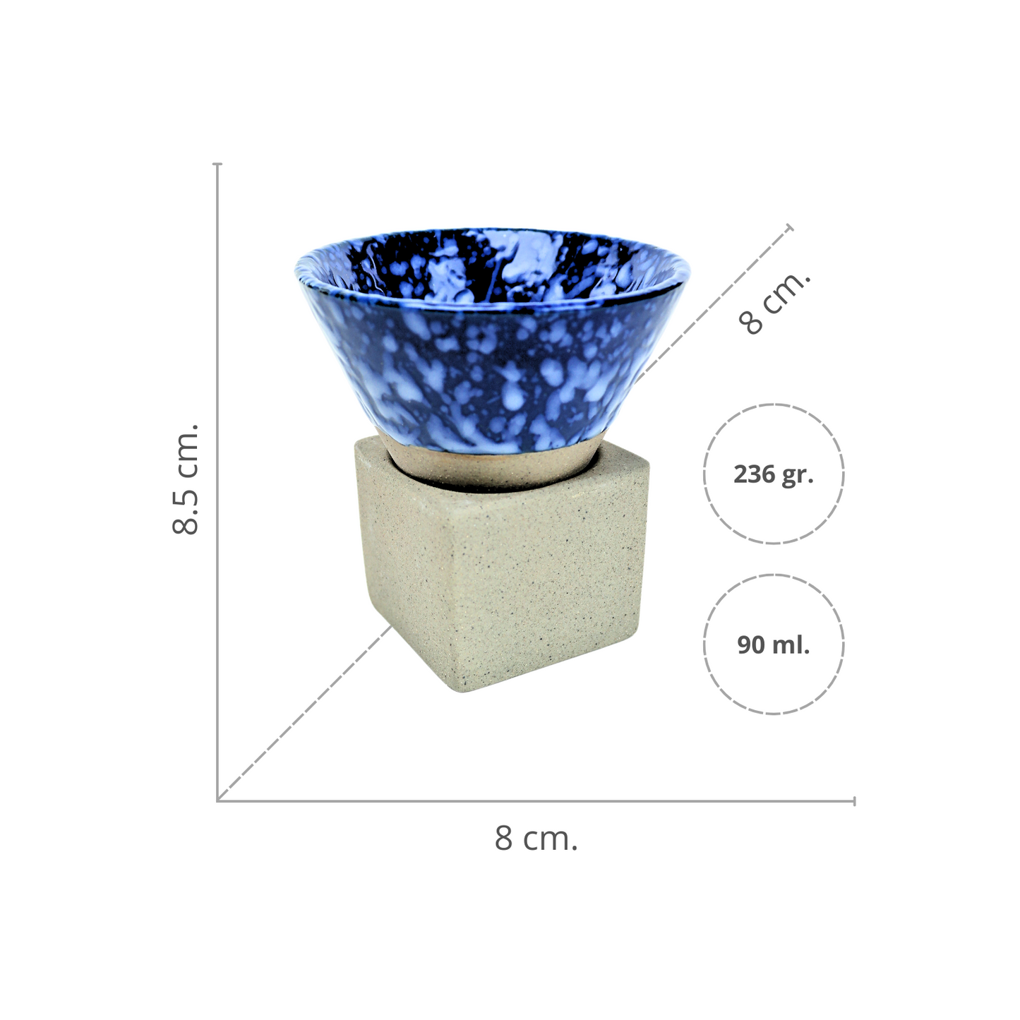 Tazas de Café Corto Japonesas de Cerámica 90 ml Azul
