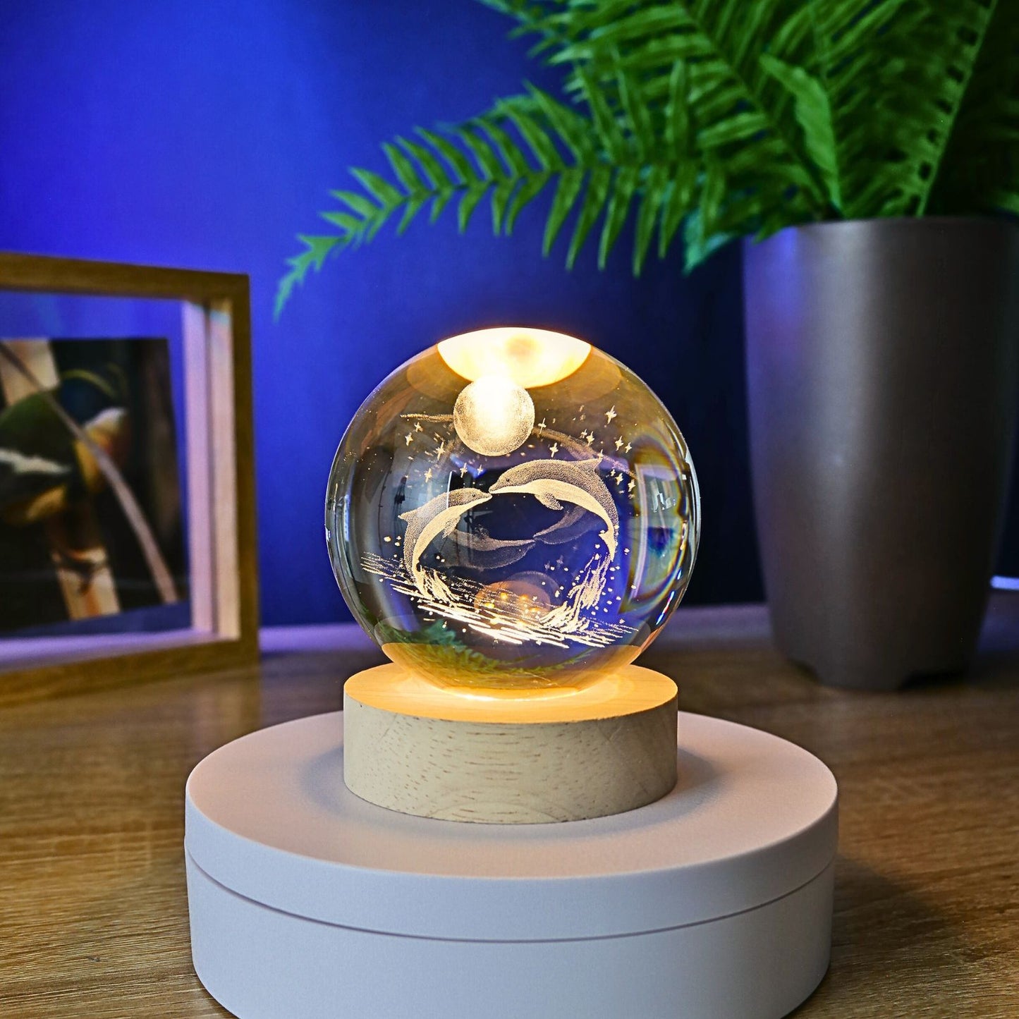 Lampara Bola De Cristal LED Delfines