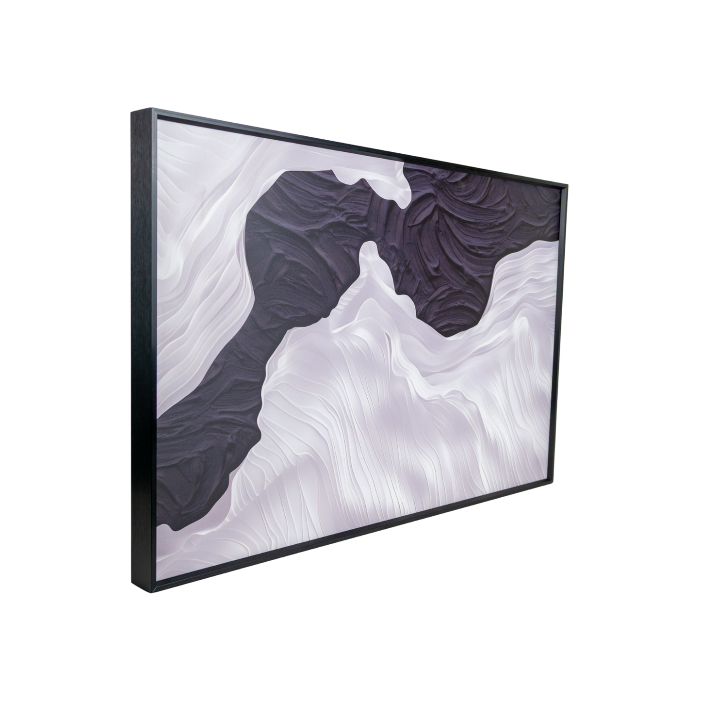 Cuadro Decorativo Textura Olas del Mar  Blanco y Negro 40 x 60 Cm