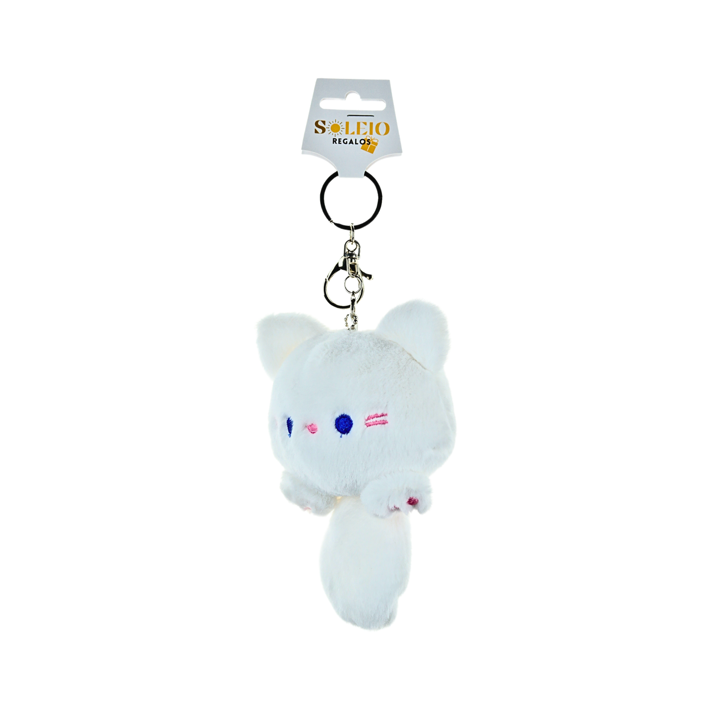Llavero de Peluche Colgante Gatito Cute Blanco