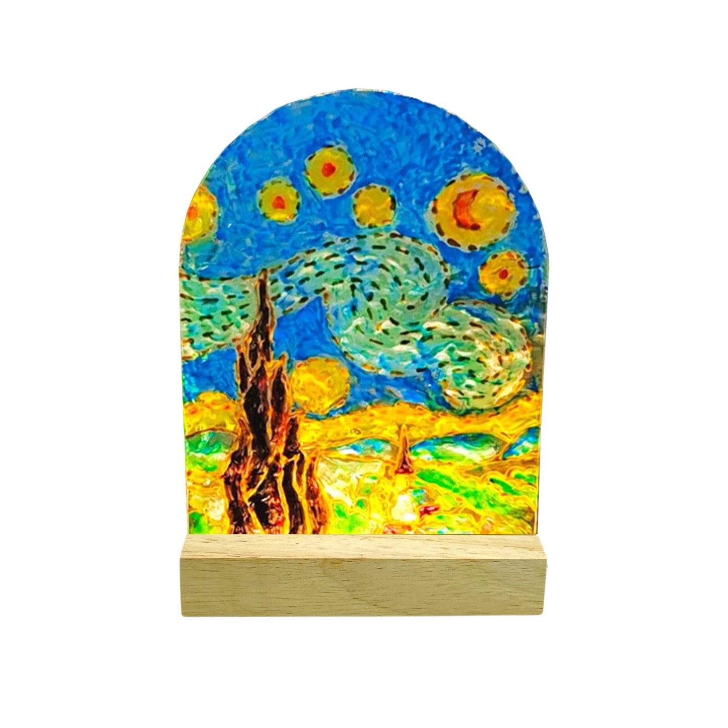 Lámpara Acrílica Led Pintura Van Gogh Diy