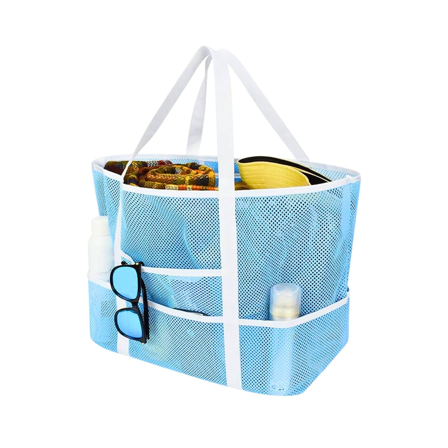 Bolsa De Malla Multiusos Playera Supermercado Compras Celeste