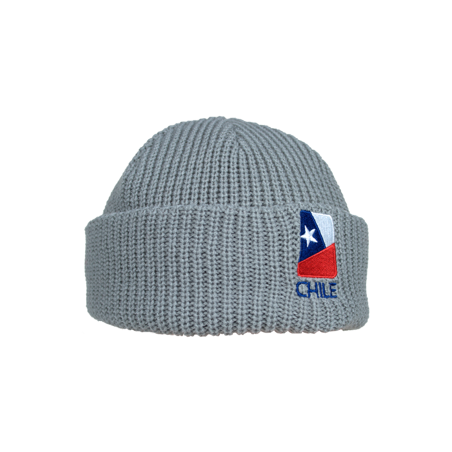 Gorro Beanie Bordado Con Diseños De Chile Gris Bandera