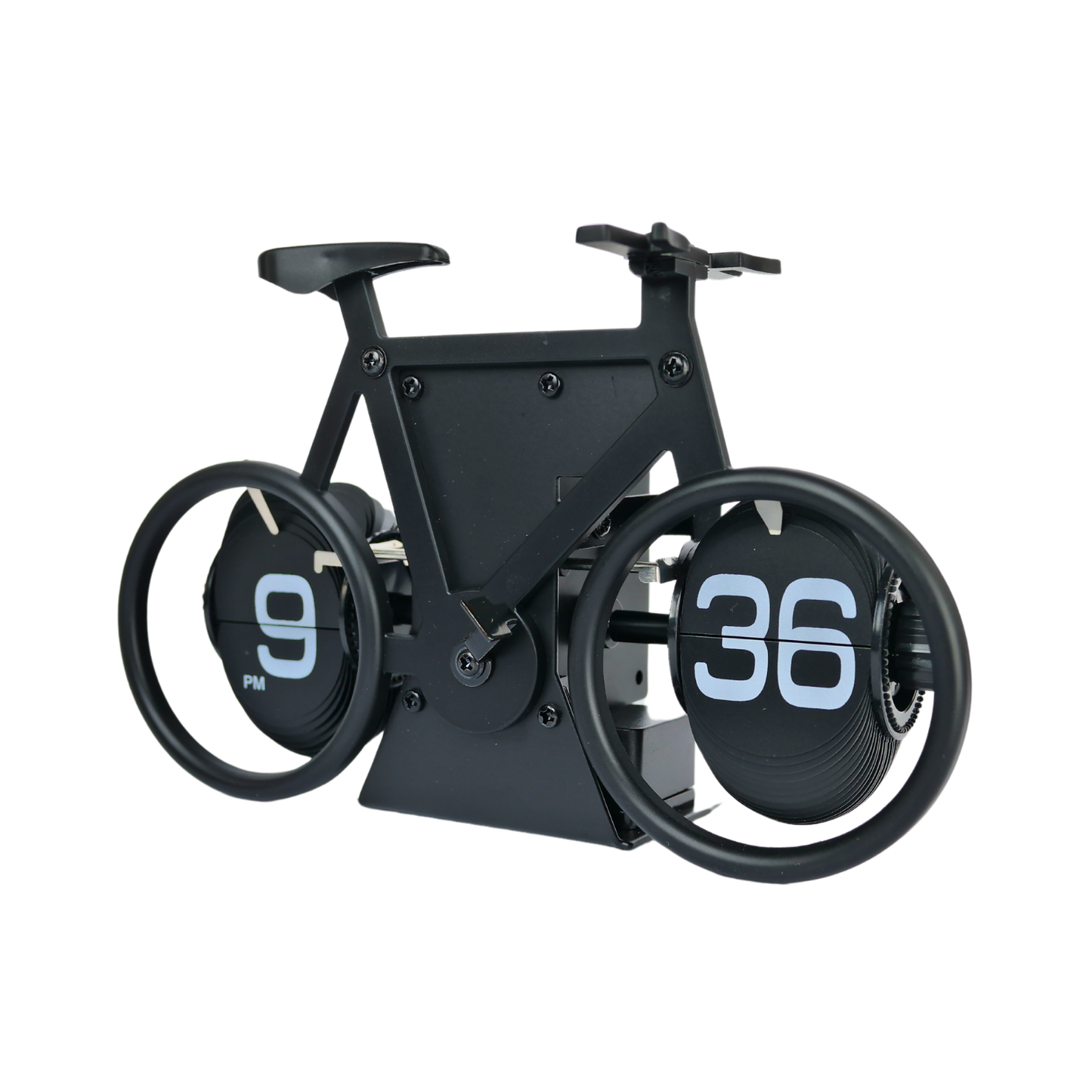 Reloj de Escritorio Mecánico Giratorio Bicicleta Negro